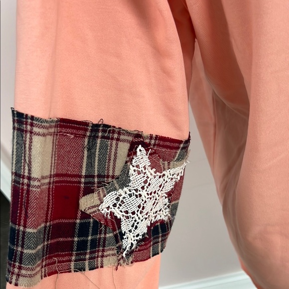 POL Peach Star Patchwork Sweatshirt, NEW - Picture 4 of 5